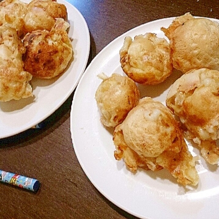 子供たちに大好評たこ焼き器でたこなしチーズたこ焼き